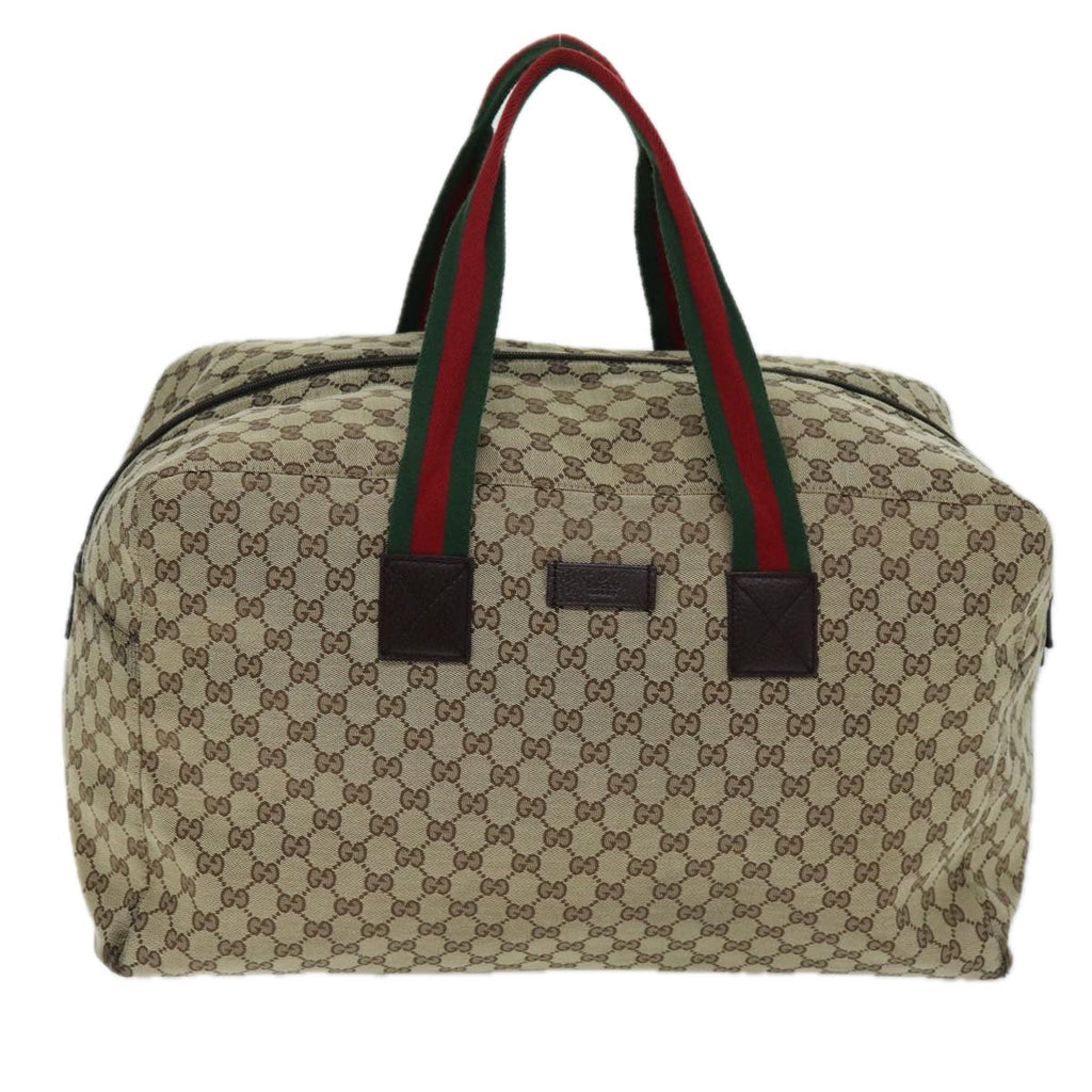 GUCCI GG Canvas Web Sherry Line Boston Bag Beige Green Red 146310 yk12176