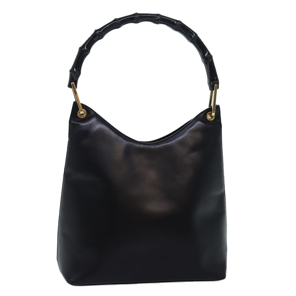GUCCI Bamboo Shoulder Bag Leather Black 001 3007 yk12185