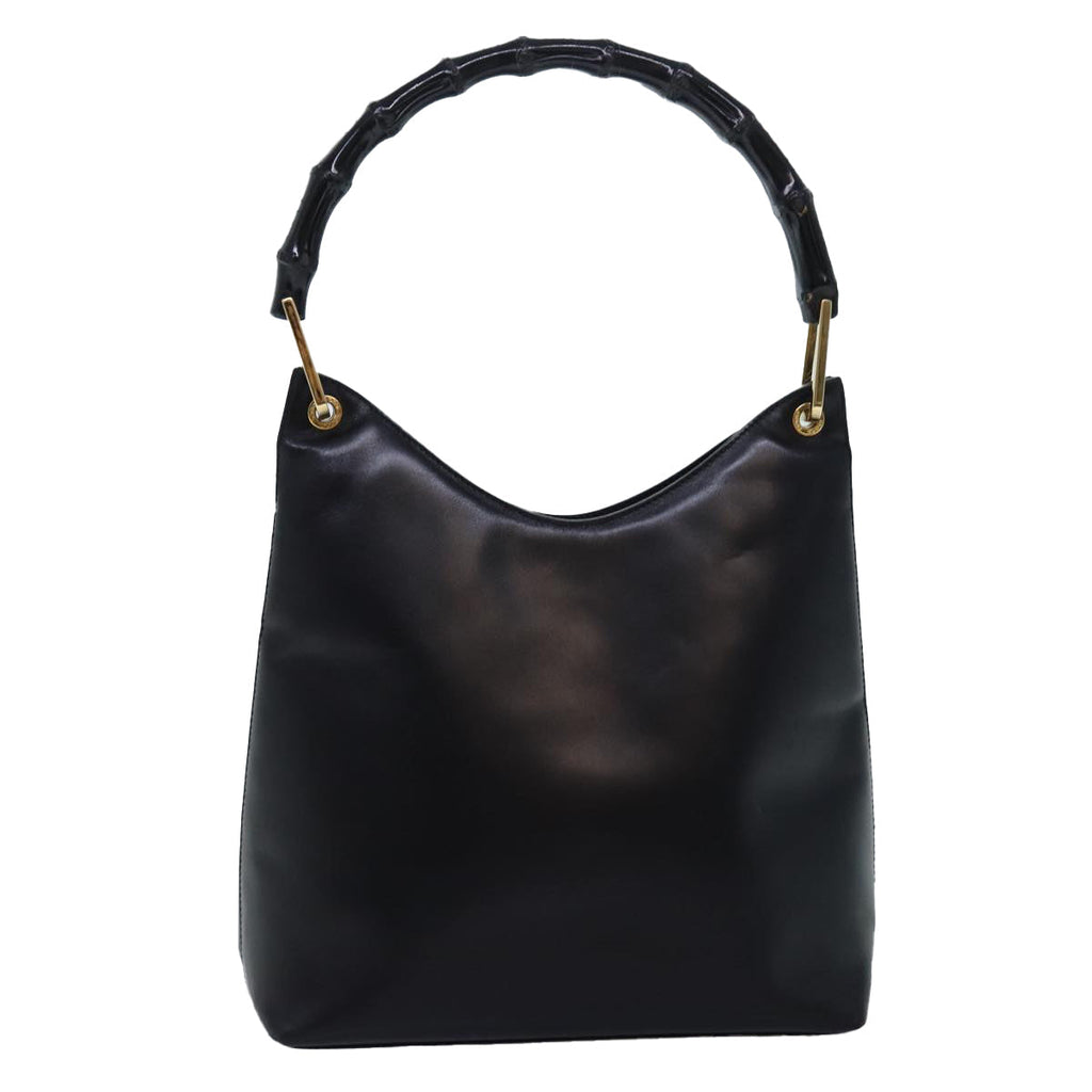 GUCCI Bamboo Shoulder Bag Leather Black 001 3007 yk12185