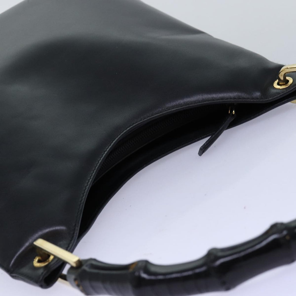 GUCCI Bamboo Shoulder Bag Leather Black 001 3007 yk12185