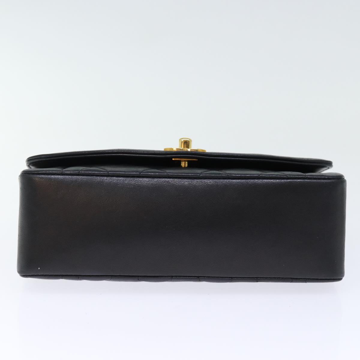 CHANEL Diana Matelasse Chain Shoulder Bag Lamb Skin Black CC yk12192A