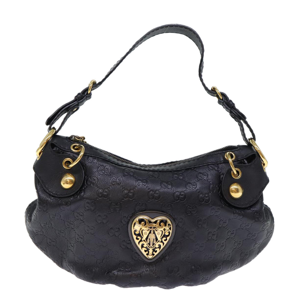 GUCCI GG Canvas Fringe Guccissima Shoulder Bag Black 211963 yk12201A