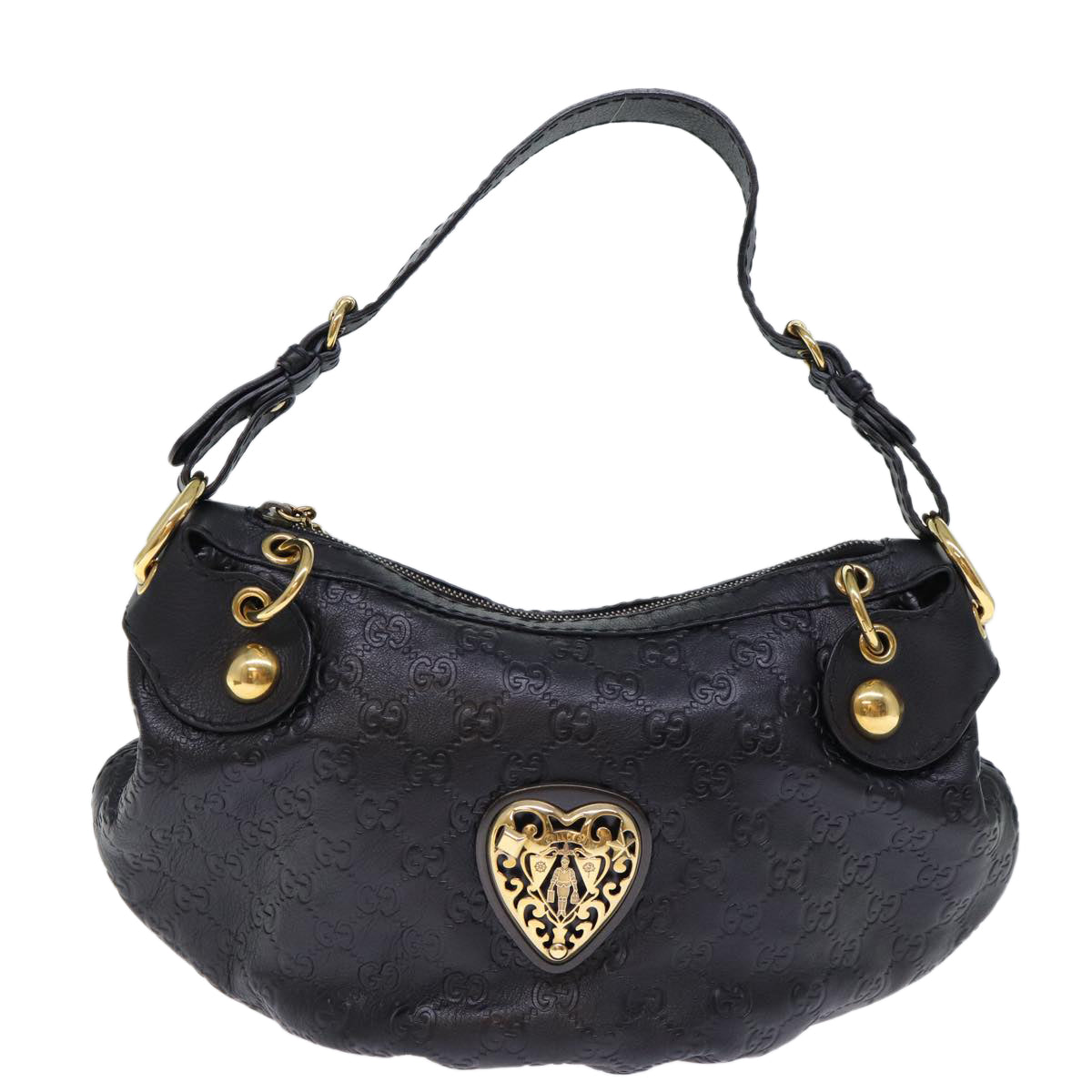 GUCCI GG Canvas Fringe Guccissima Shoulder Bag Black 211963 yk12201A