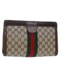 GUCCI GG Supreme Web Sherry Line Clutch Bag PVC Beige Red 89 01 002 yk12307