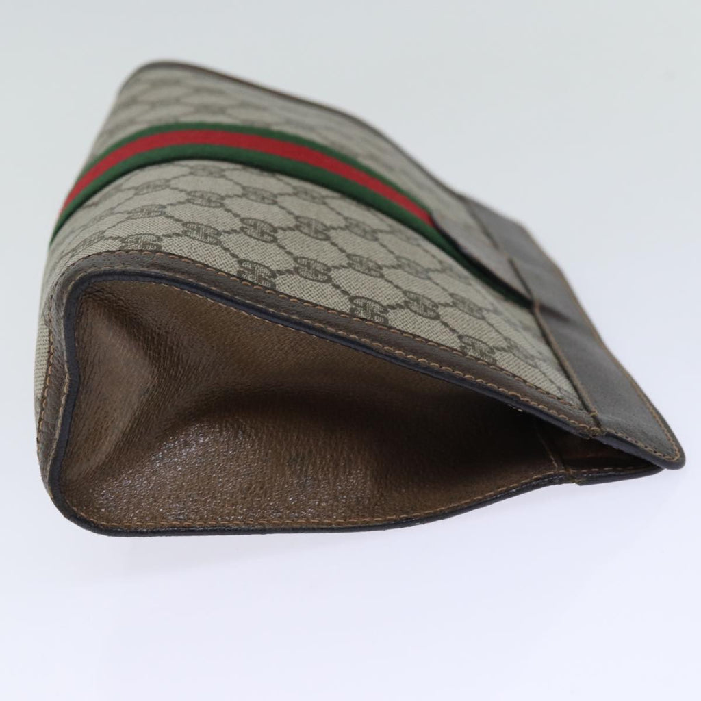 GUCCI GG Supreme Web Sherry Line Clutch Bag PVC Beige Red 89 01 002 yk12307