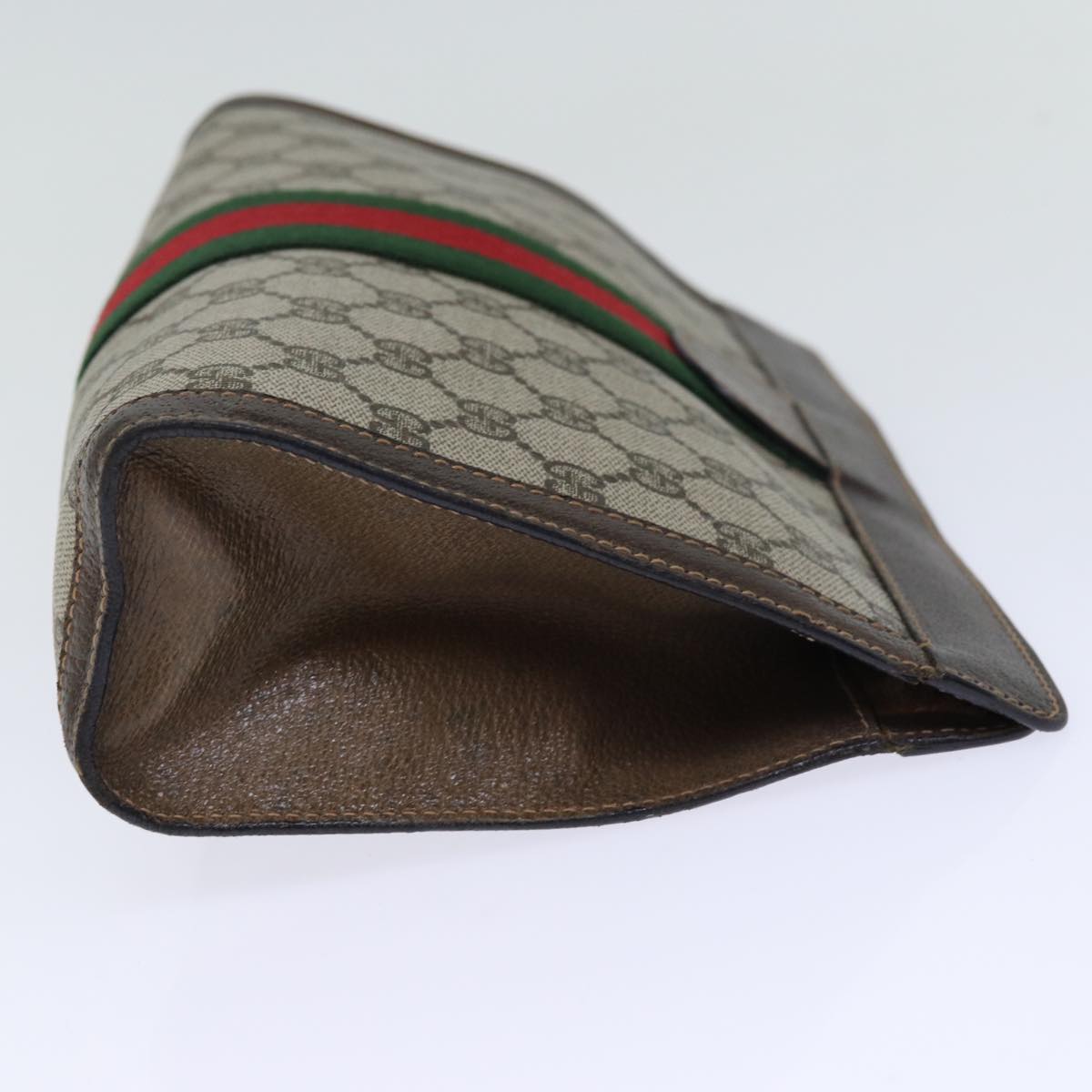 GUCCI GG Supreme Web Sherry Line Clutch Bag PVC Beige Red 89 01 002 yk12307