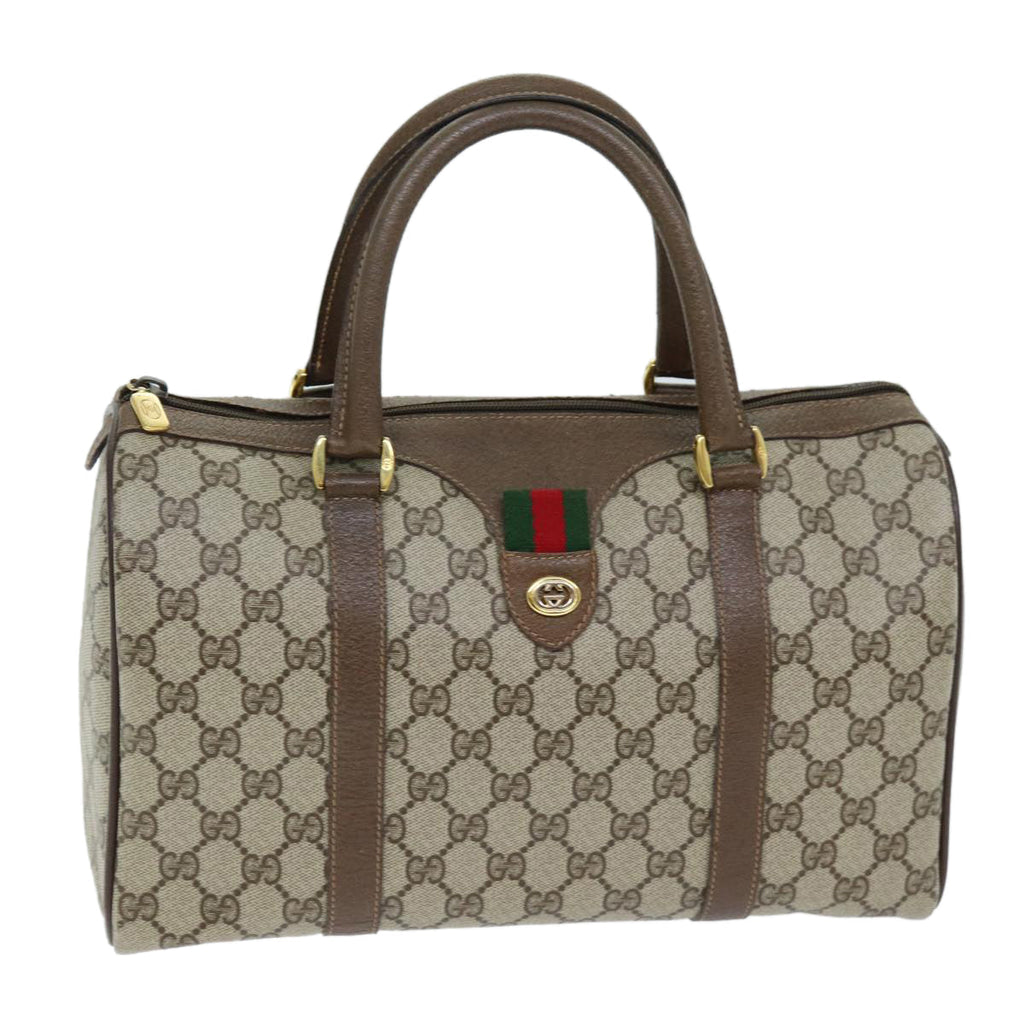 GUCCI GG Supreme Web Sherry Line Boston Bag PVC Beige Red 40 02 007 yk12310