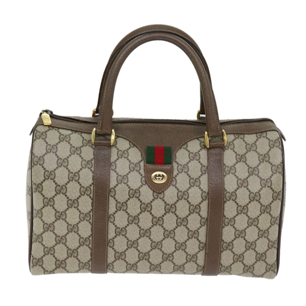 GUCCI GG Supreme Web Sherry Line Boston Bag PVC Beige Red 40 02 007 yk12310