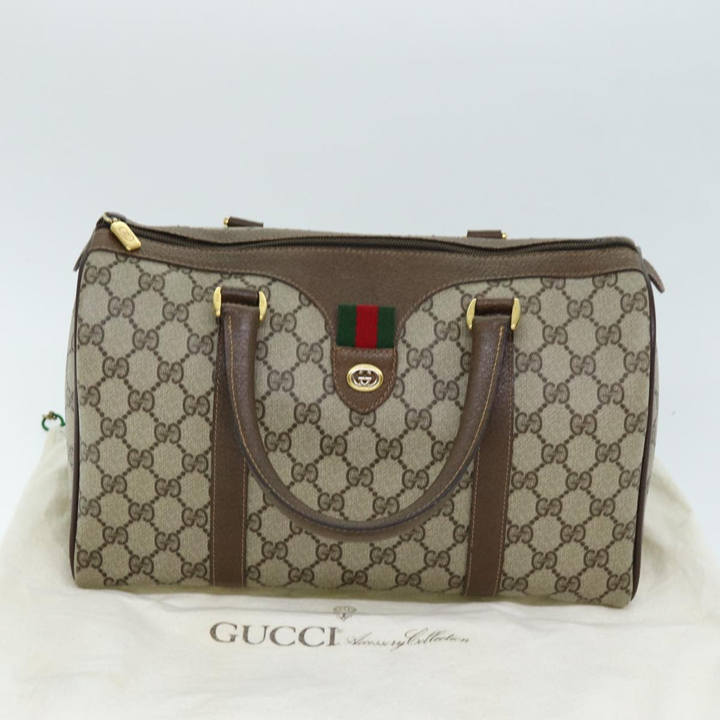 GUCCI GG Supreme Web Sherry Line Boston Bag PVC Beige Red 40 02 007 yk12310
