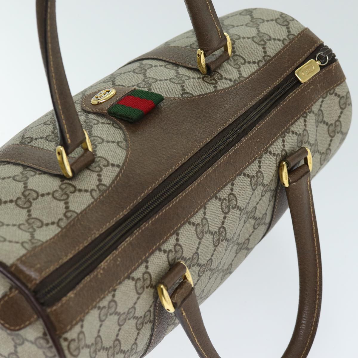 GUCCI GG Supreme Web Sherry Line Boston Bag PVC Beige Red 40 02 007 yk12310