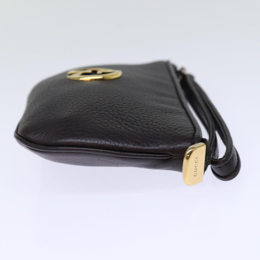 GUCCI Pouch Leather Brown 252041 yk12312