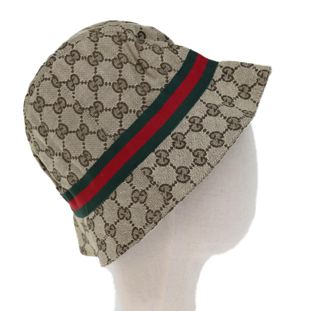 GUCCI GG Canvas Web Sherry Line Hat XL Beige Red Green yk12321