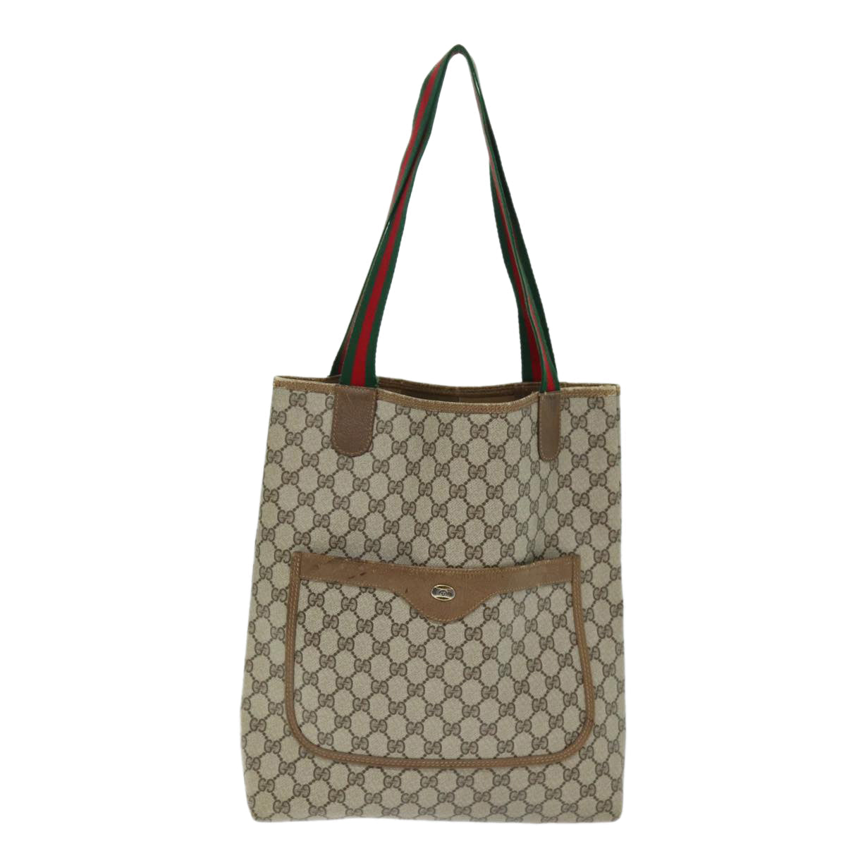 GUCCI GG Supreme Web Sherry Line Tote Bag PVC Beige Red 39 02 003 yk12333
