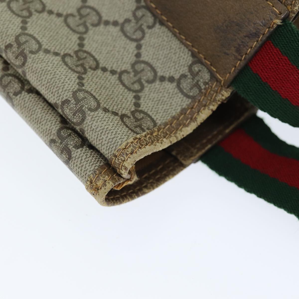 GUCCI GG Supreme Web Sherry Line Tote Bag PVC Beige Red 39 02 003 yk12333