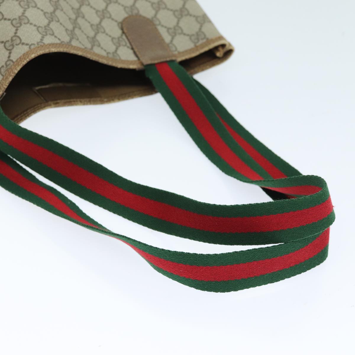 GUCCI GG Supreme Web Sherry Line Tote Bag PVC Beige Red 39 02 003 yk12333