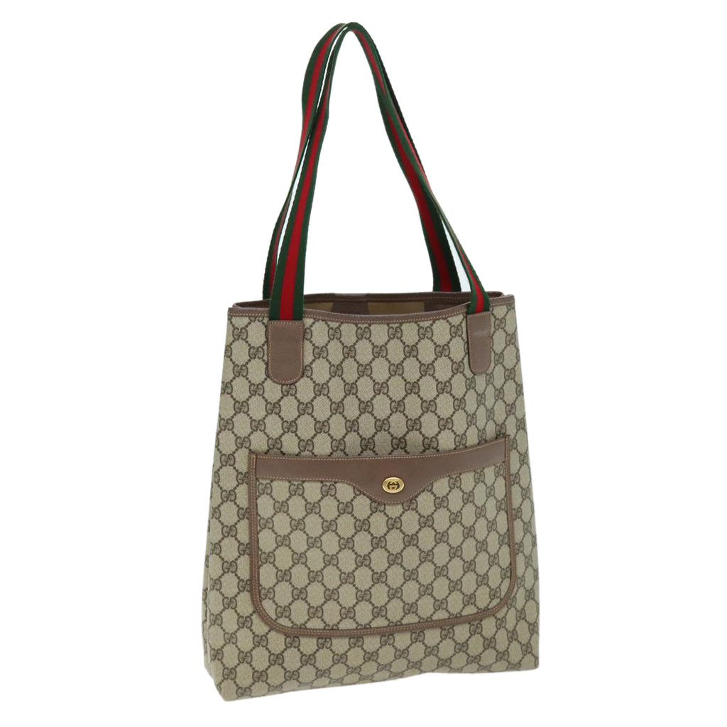 GUCCI GG Supreme Web Sherry Line Tote Bag PVC Beige Red 002 58 6487 yk12337