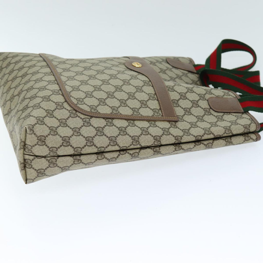 GUCCI GG Supreme Web Sherry Line Tote Bag PVC Beige Red 002 58 6487 yk12337