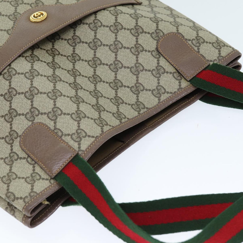 GUCCI GG Supreme Web Sherry Line Tote Bag PVC Beige Red 002 58 6487 yk12337