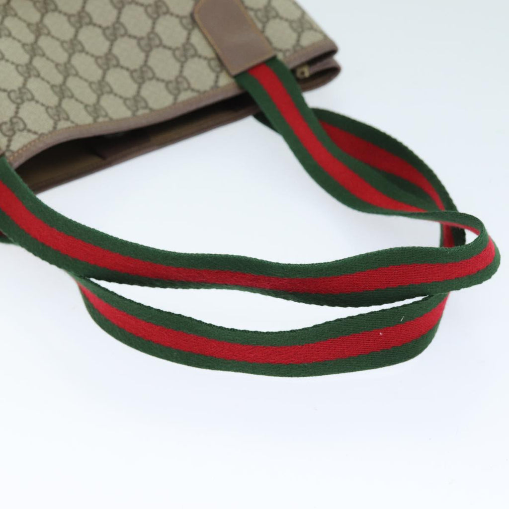 GUCCI GG Supreme Web Sherry Line Tote Bag PVC Beige Red 002 58 6487 yk12337
