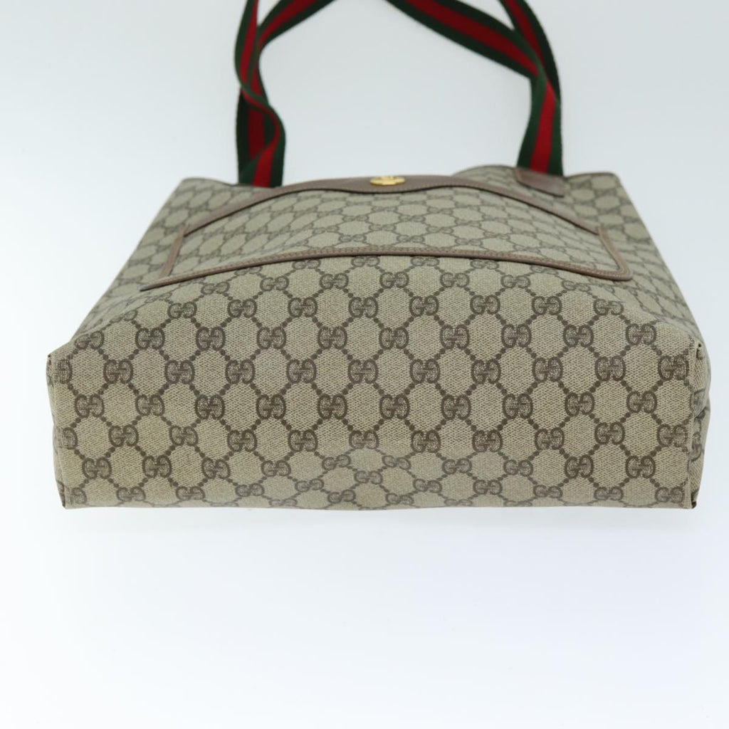 GUCCI GG Supreme Web Sherry Line Tote Bag PVC Beige Red 002 58 6487 yk12337