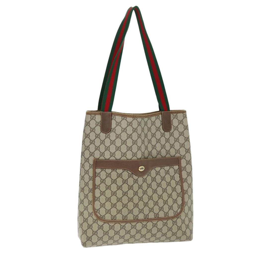 GUCCI GG Supreme Web Sherry Line Tote Bag PVC Beige Red 89 02 003 yk12338