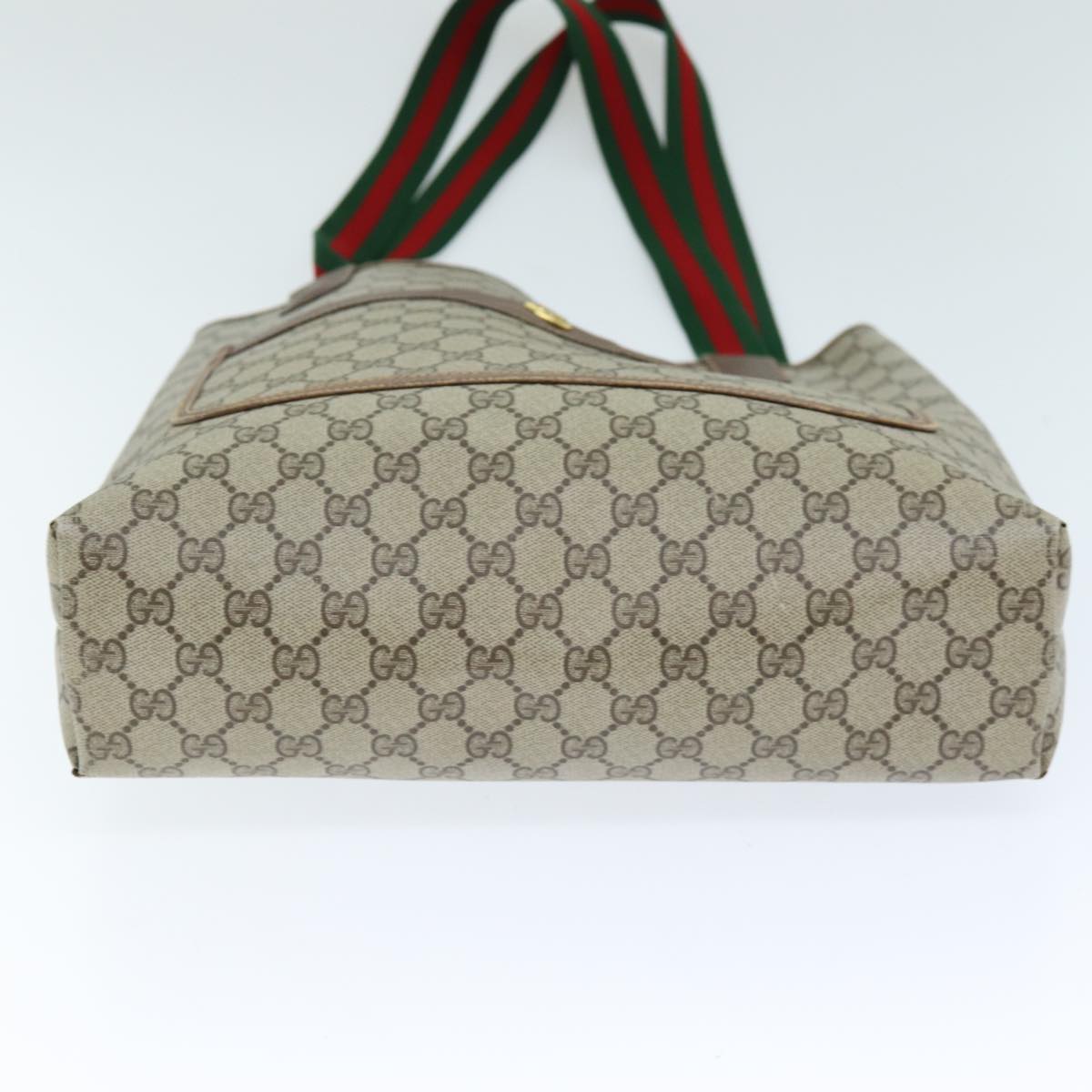 GUCCI GG Supreme Web Sherry Line Tote Bag PVC Beige Red 89 02 003 yk12338