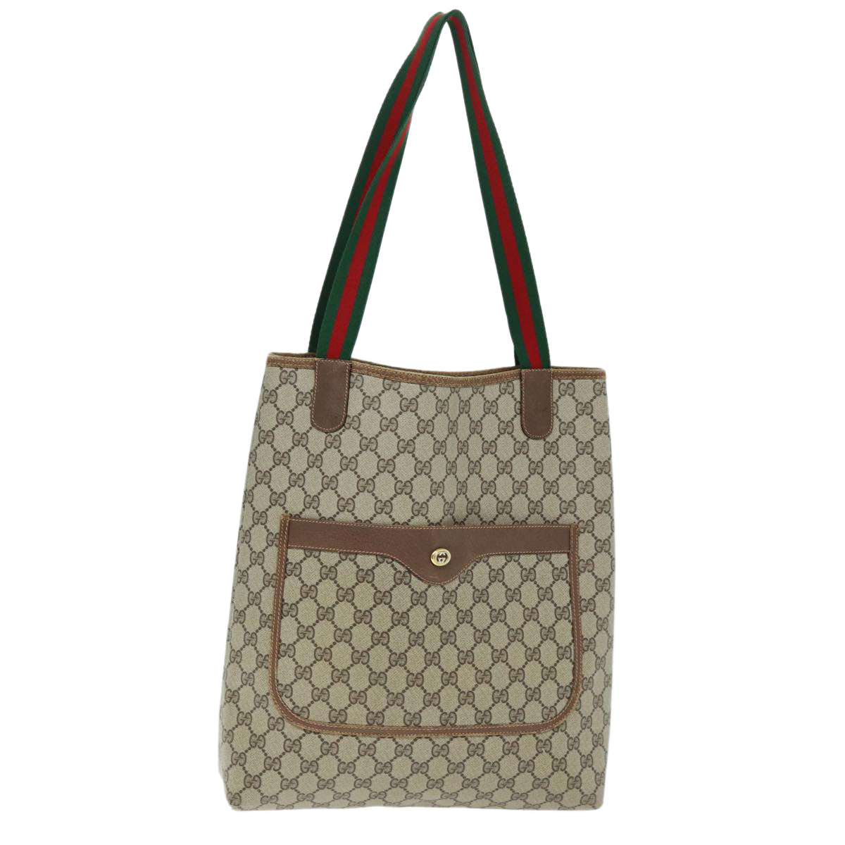 GUCCI GG Supreme Web Sherry Line Tote Bag PVC Beige Red 89 02 003 yk12338