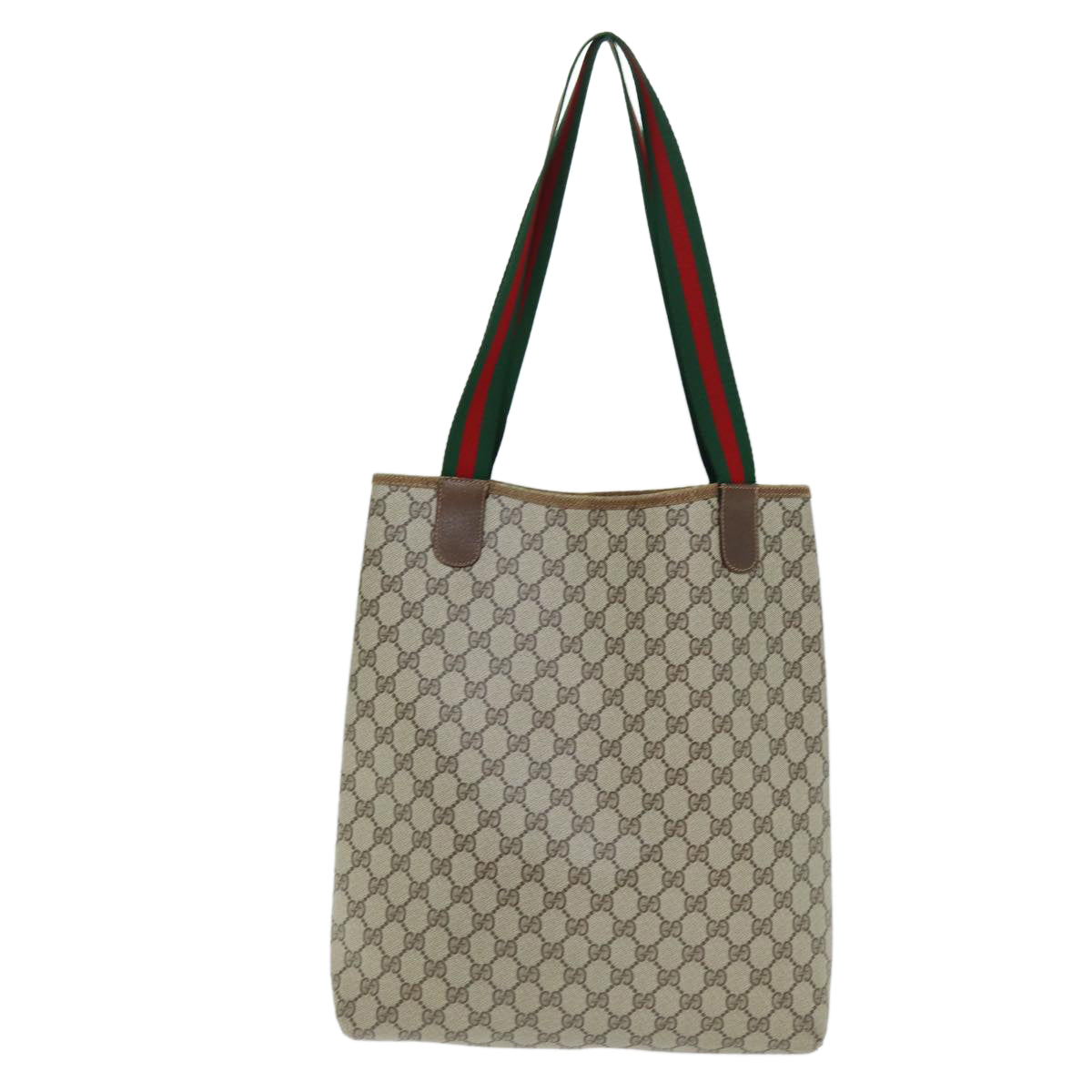 GUCCI GG Supreme Web Sherry Line Tote Bag PVC Beige Red 89 02 003 yk12338