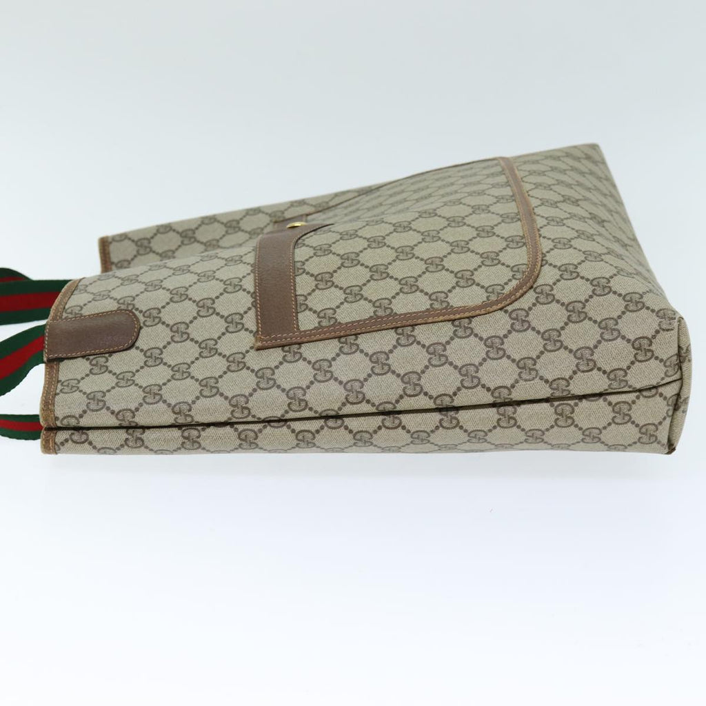 GUCCI GG Supreme Web Sherry Line Tote Bag PVC Beige Red 89 02 003 yk12338