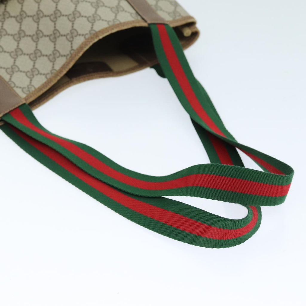GUCCI GG Supreme Web Sherry Line Tote Bag PVC Beige Red 89 02 003 yk12338
