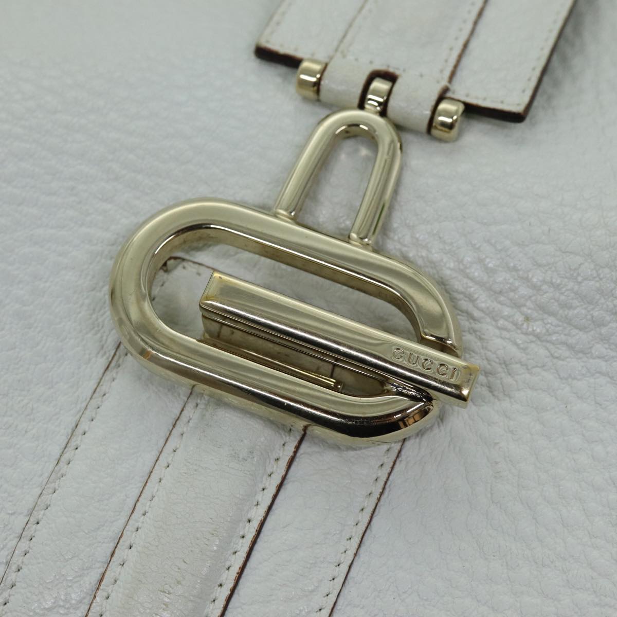 GUCCI Jackie Shoulder Bag Leather White 130779 yk12341