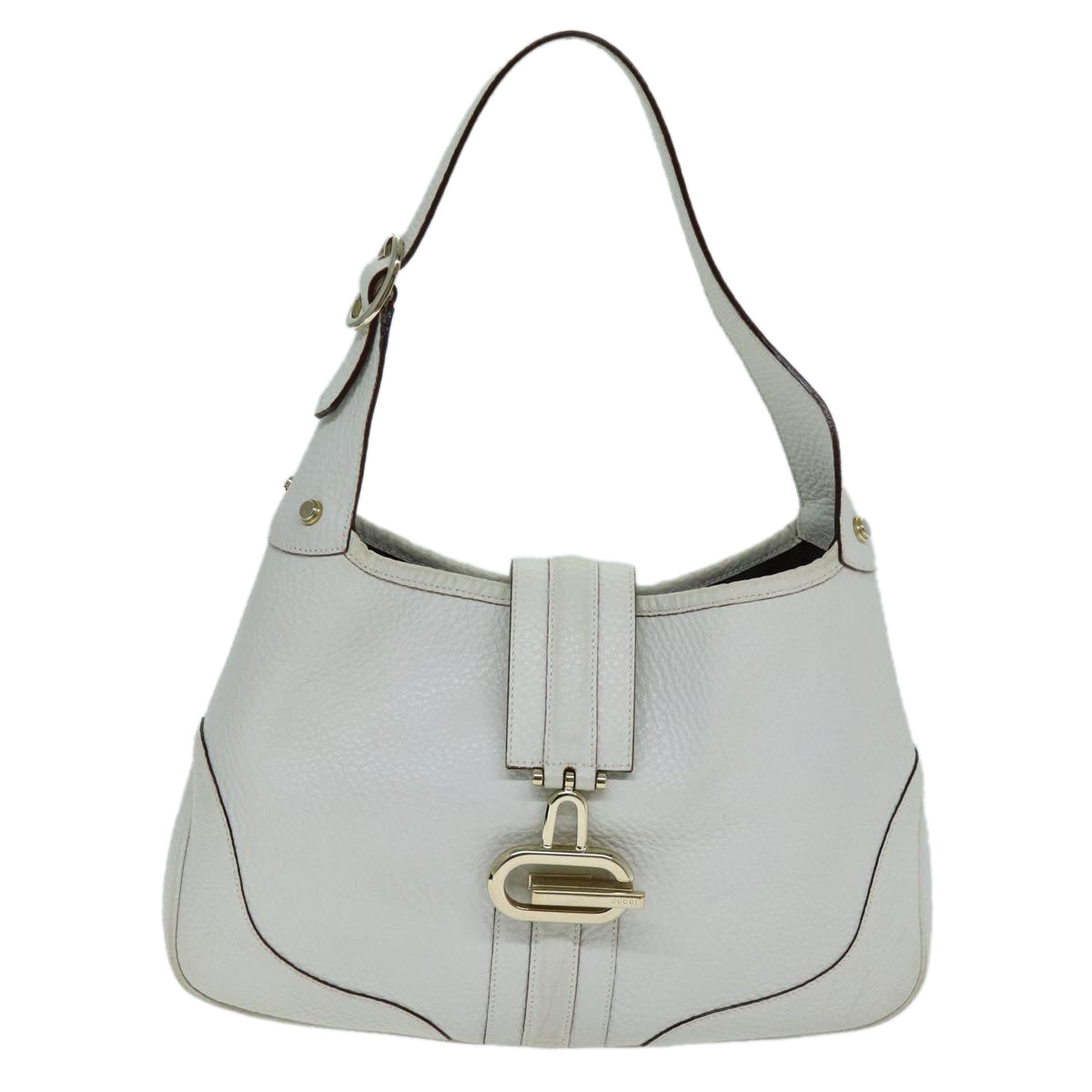 GUCCI Jackie Shoulder Bag Leather White 130779 yk12341