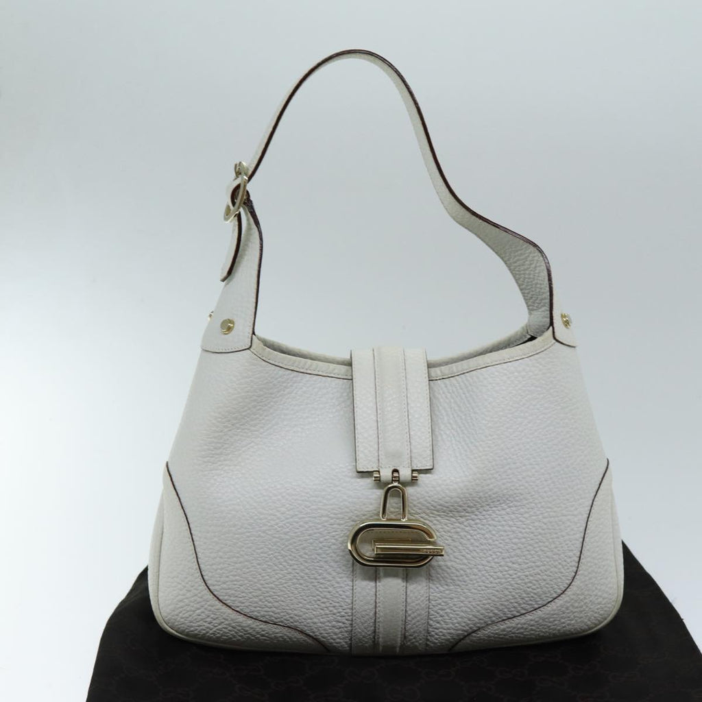 GUCCI Jackie Shoulder Bag Leather White 130779 yk12341