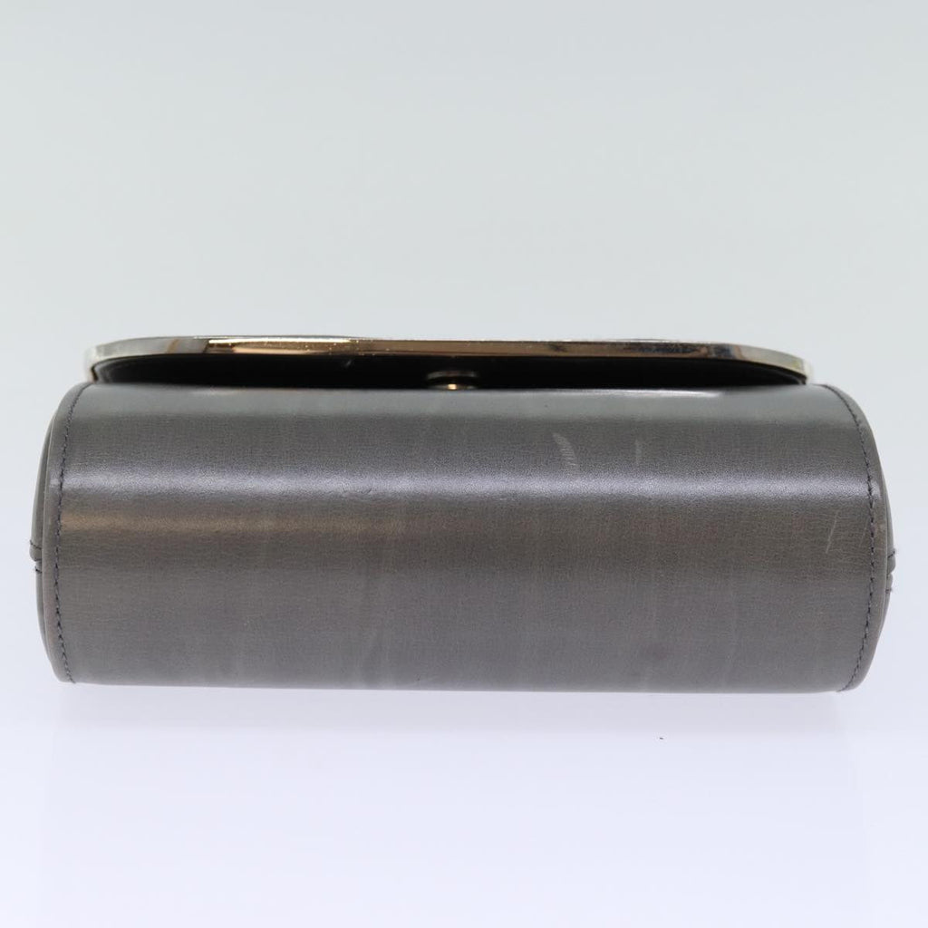 GUCCI Chain Shoulder Bag Leather Gray 004 056 0960 yk12358