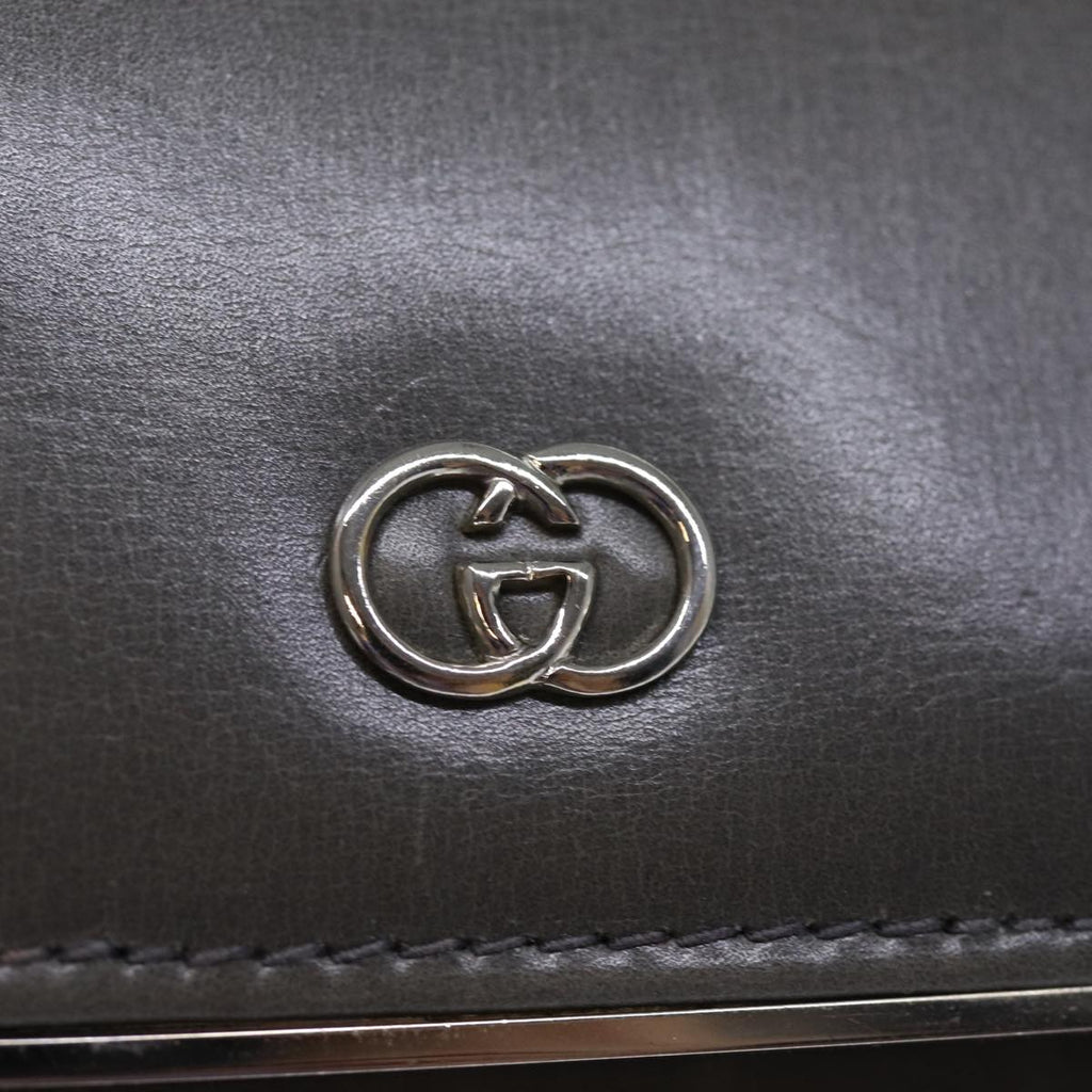 GUCCI Chain Shoulder Bag Leather Gray 004 056 0960 yk12358