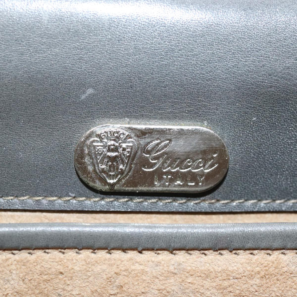 GUCCI Chain Shoulder Bag Leather Gray 004 056 0960 yk12358