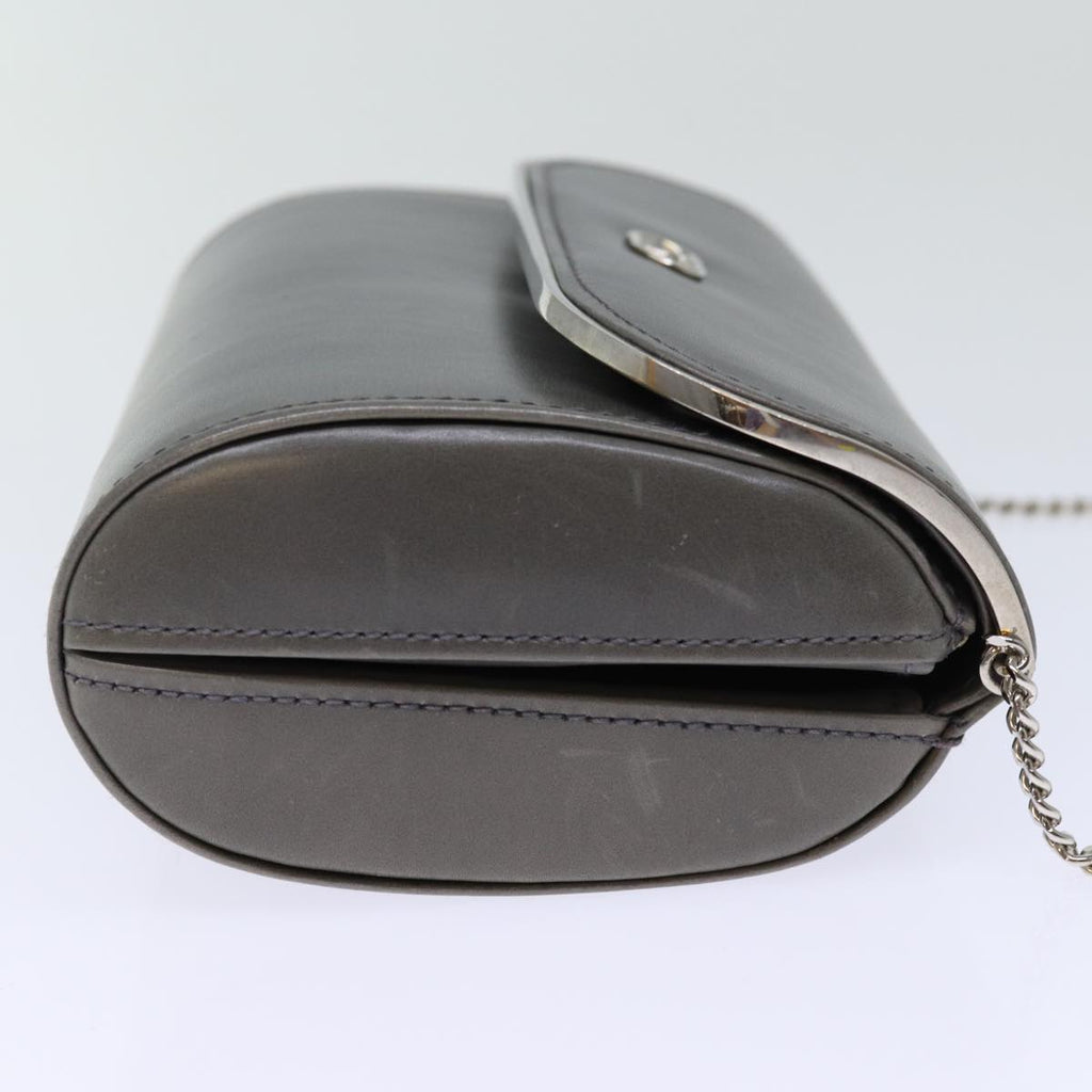 GUCCI Chain Shoulder Bag Leather Gray 004 056 0960 yk12358