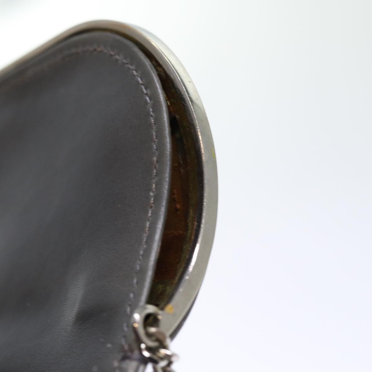 GUCCI Chain Shoulder Bag Leather Gray 004 056 0960 yk12358