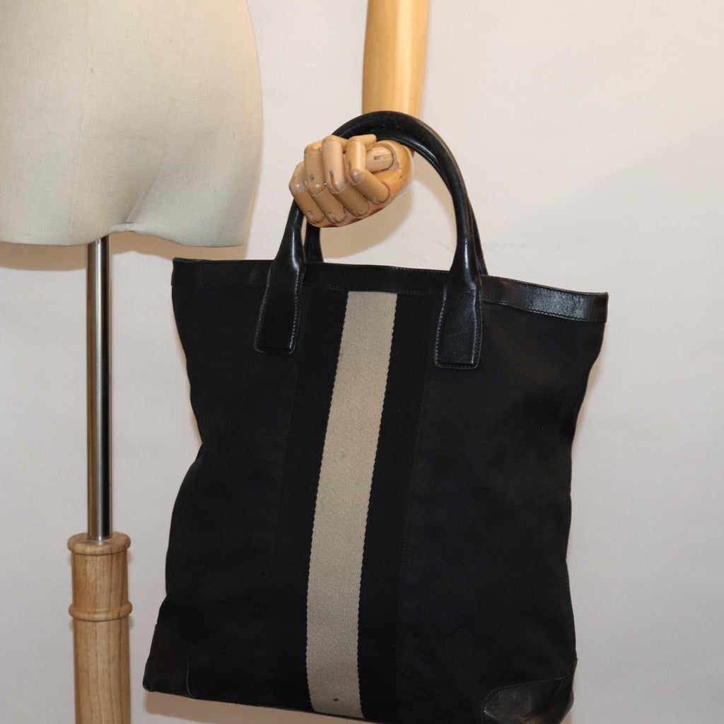 GUCCI GG Canvas Sherry Line Hand Bag Black White 002 1093 yk12369