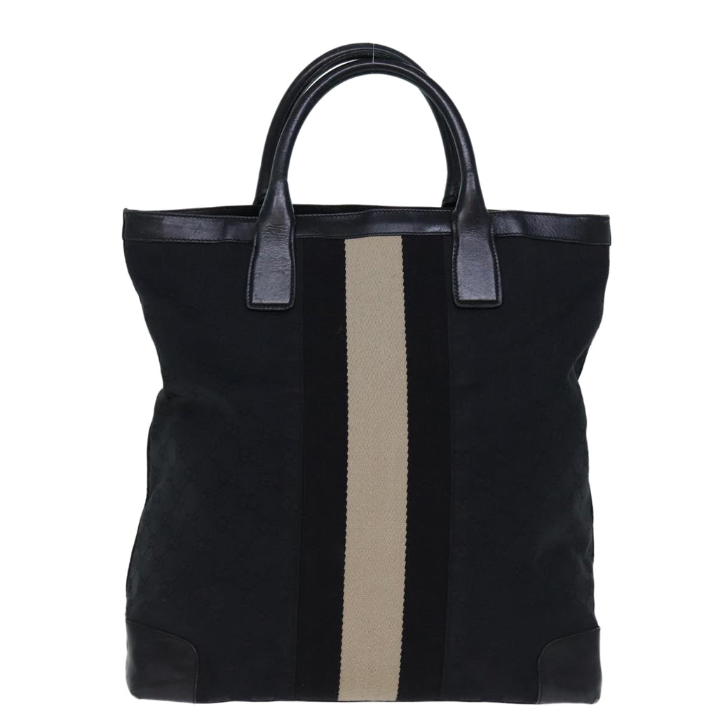 GUCCI GG Canvas Sherry Line Hand Bag Black White 002 1093 yk12369