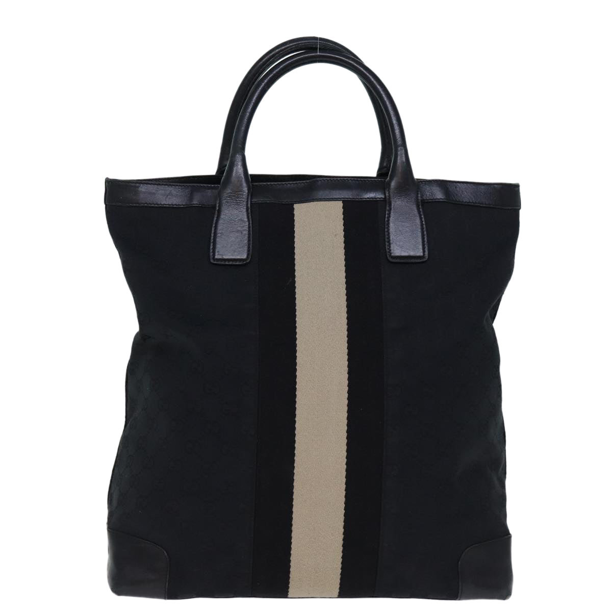GUCCI GG Canvas Sherry Line Hand Bag Black White 002 1093 yk12369