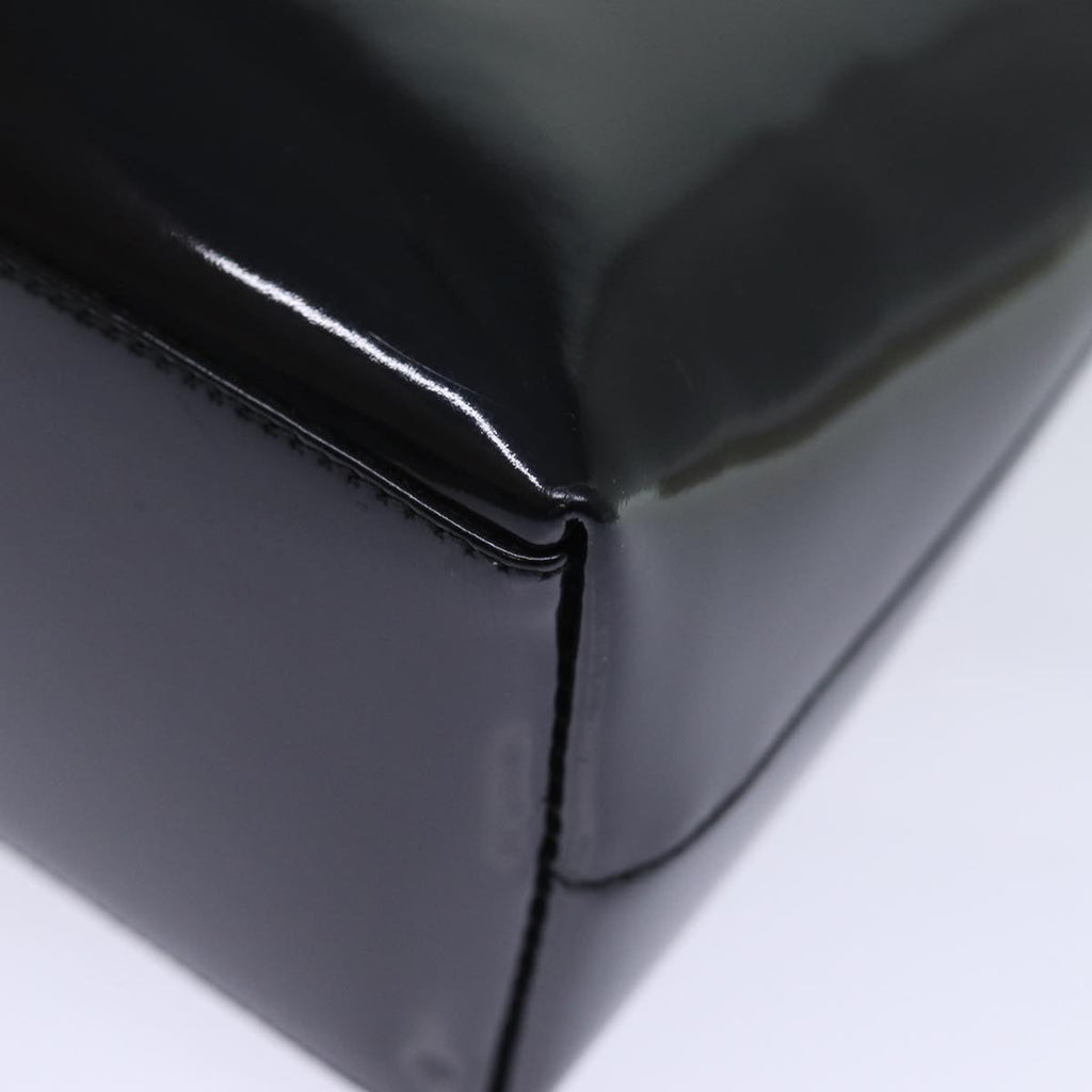 GUCCI Bamboo Hand Bag Enamel Black yk12374