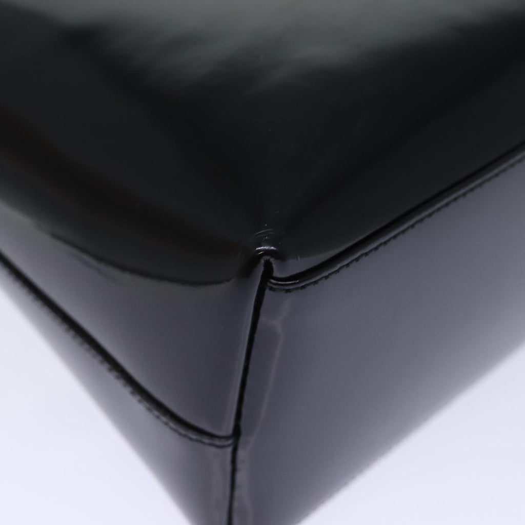 GUCCI Bamboo Hand Bag Enamel Black yk12374