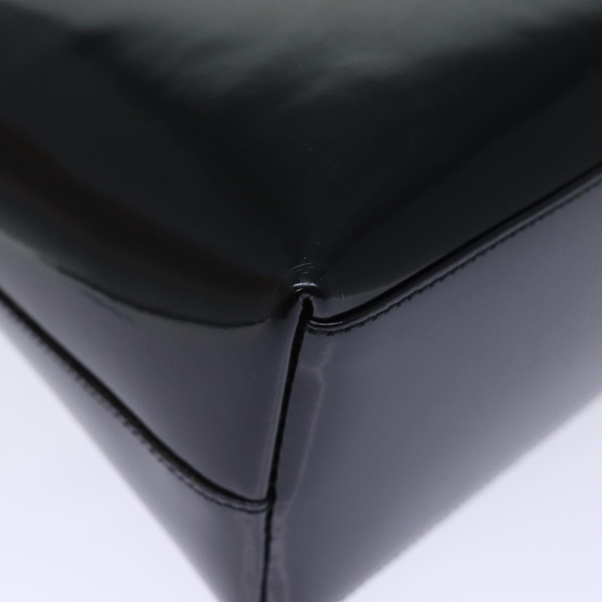 GUCCI Bamboo Hand Bag Enamel Black yk12374