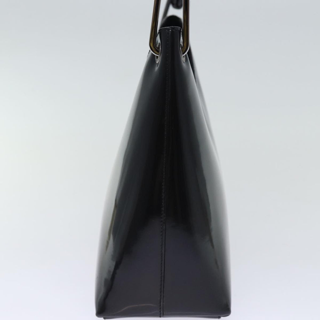 GUCCI Bamboo Hand Bag Enamel Black yk12374