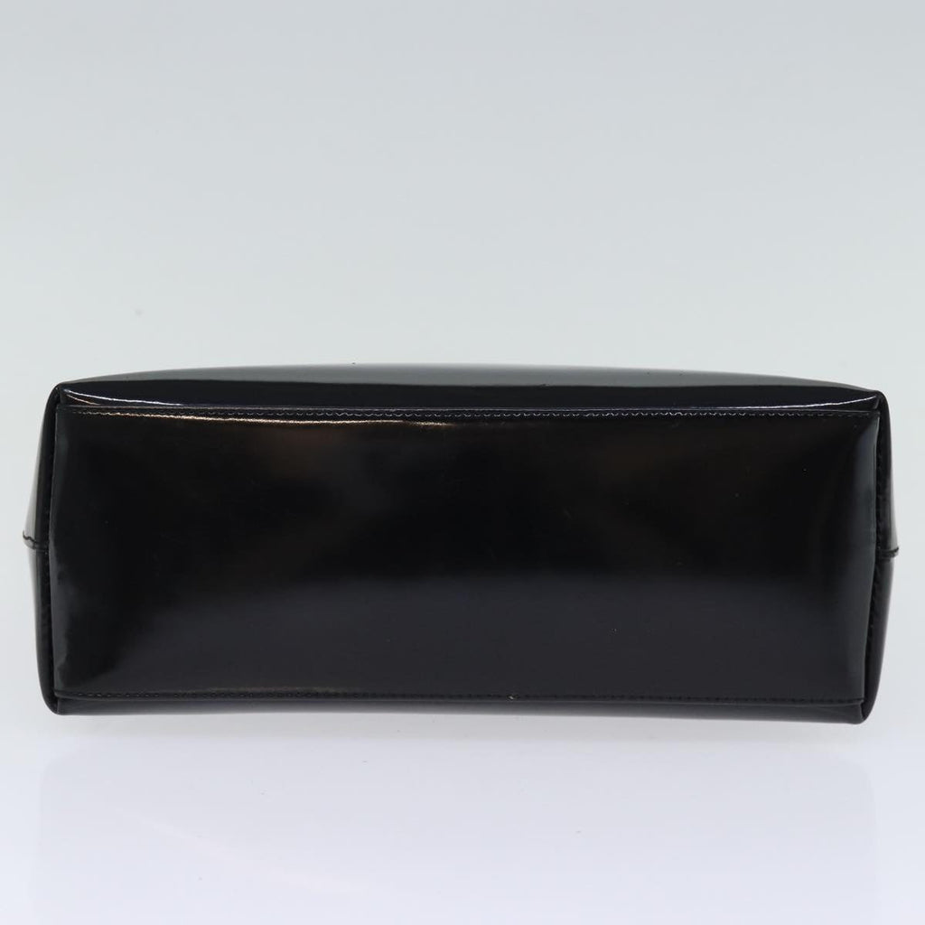 GUCCI Bamboo Hand Bag Enamel Black yk12374