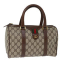 GUCCI GG Supreme Web Sherry Line Boston Bag PVC Beige Red Green yk12393