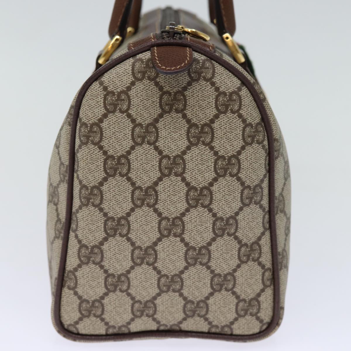 GUCCI GG Supreme Web Sherry Line Boston Bag PVC Beige Red Green yk12393