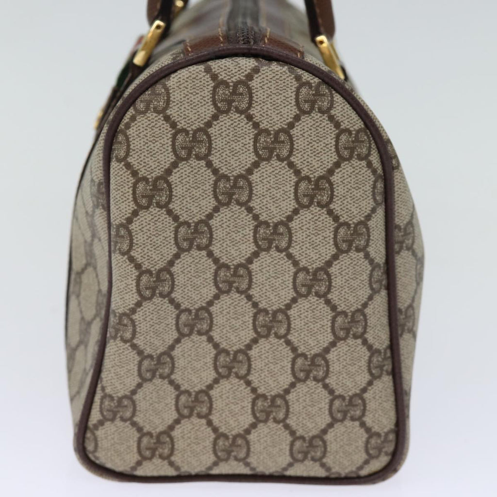 GUCCI GG Supreme Web Sherry Line Boston Bag PVC Beige Red Green yk12393