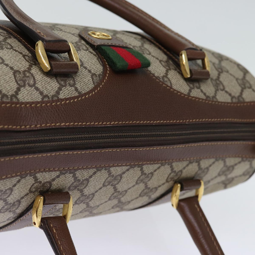 GUCCI GG Supreme Web Sherry Line Boston Bag PVC Beige Red Green yk12393